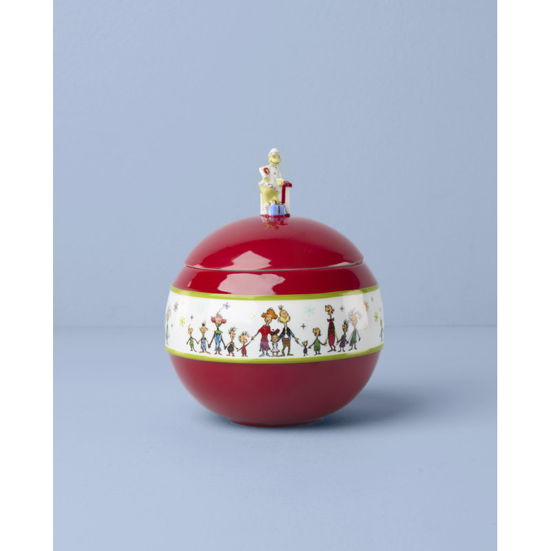 Lenox Merry Grinchmas Covered Candy Jar Townspeople