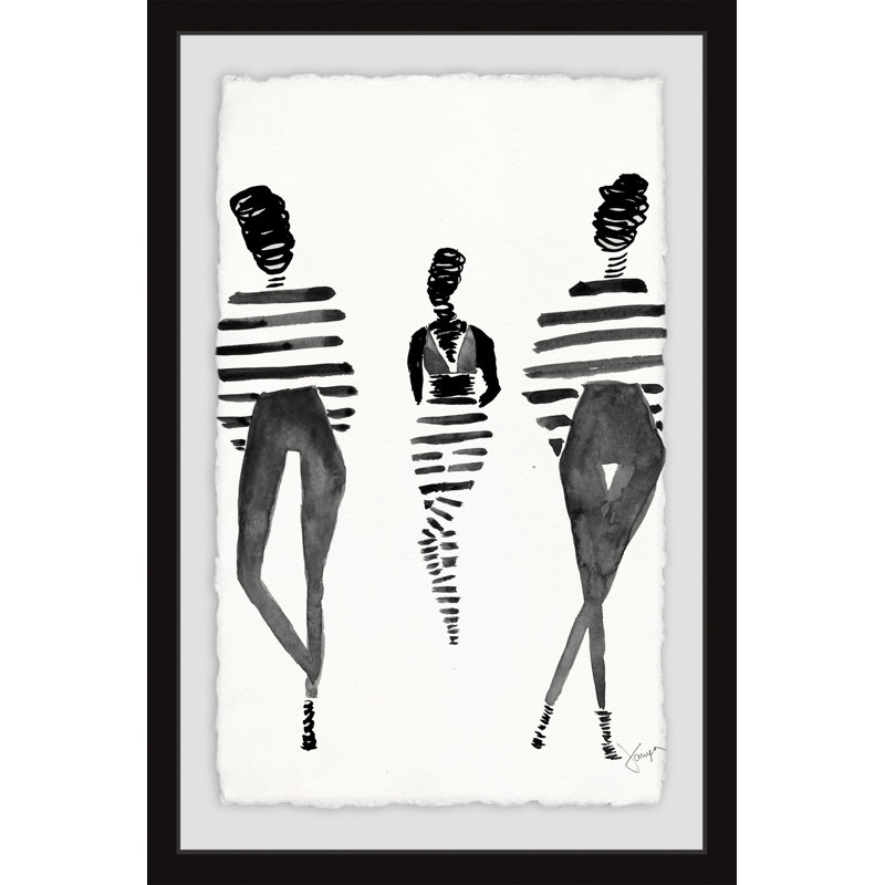 «Allesandro», reproduction encadrée «Black Stripes», H 45 po x l 30 po x P 1,5 po