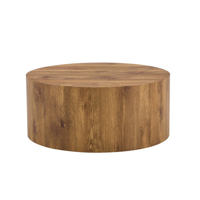 Simple Wood Grain Cylindrical Coffee Table, 23.6-Inch Diameter X 11.8 Inch Height,MDF Material Living Room Furniture. Suitable For Industrial Style, Or Modern Minimalist Living Room.