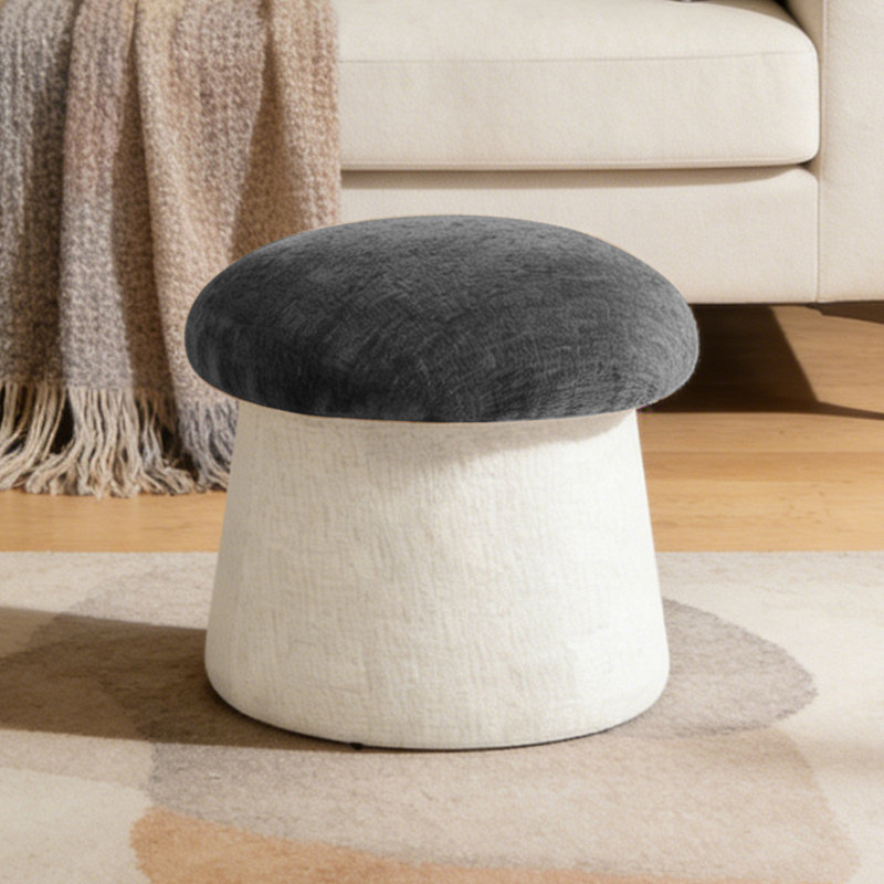 Repose-pieds de rangement l 19,7 po Mushroom, Noir/Ivoire