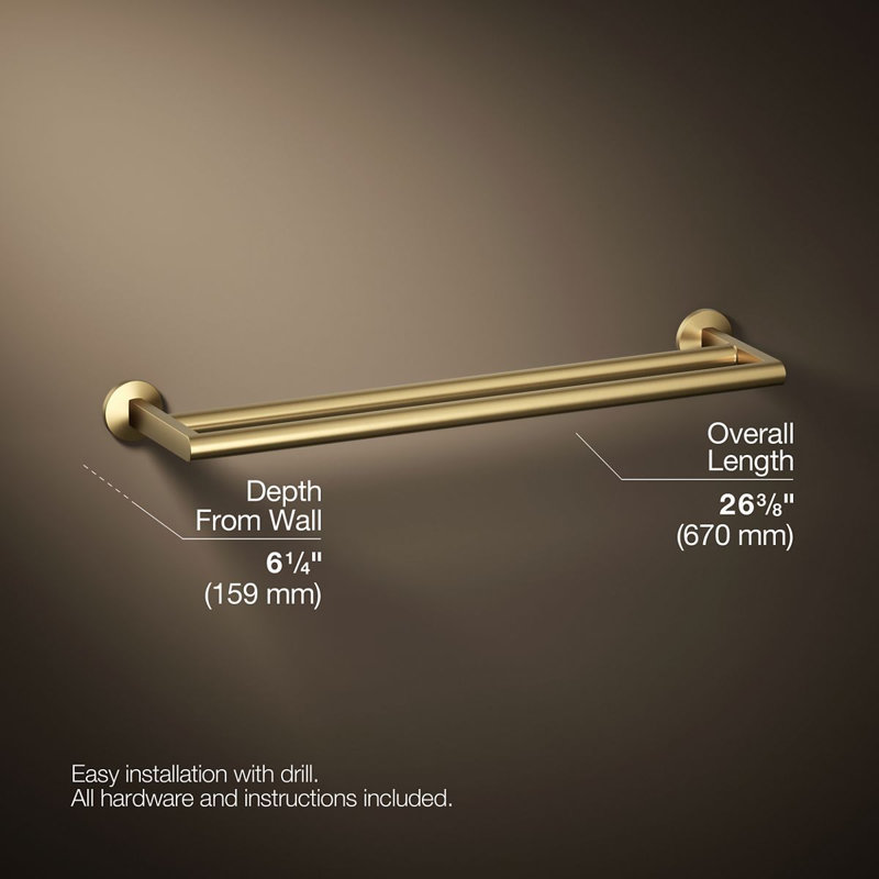Components™ Double Towel Bar, Vibrant Brushed Moderne Brass