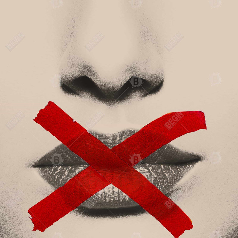 " Grayscale Lips With A Red X ", Red
