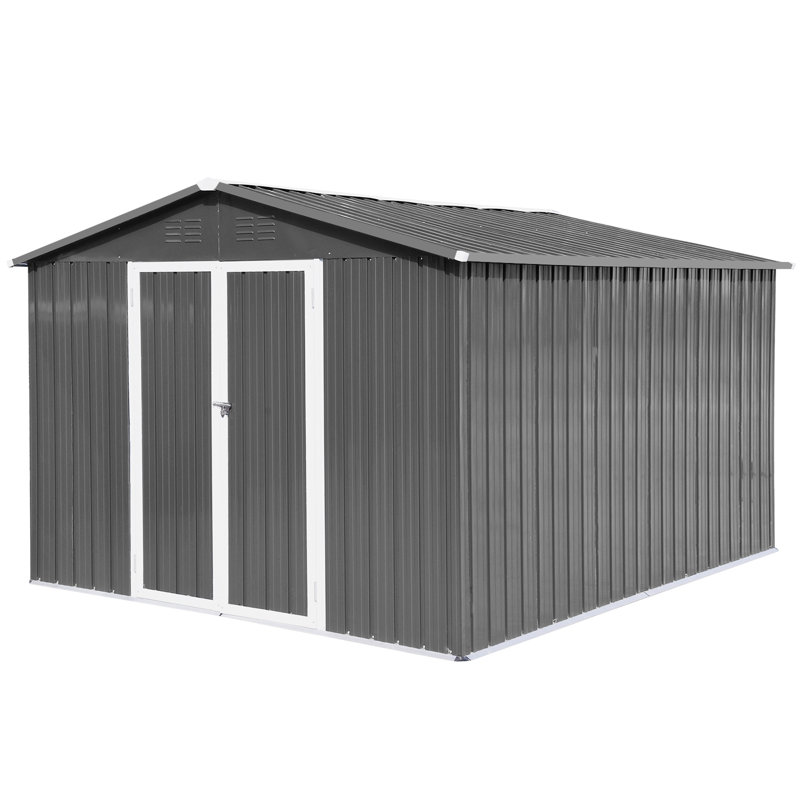 Remise de rangement extérieure en métal 10 X 12 pi, Gris