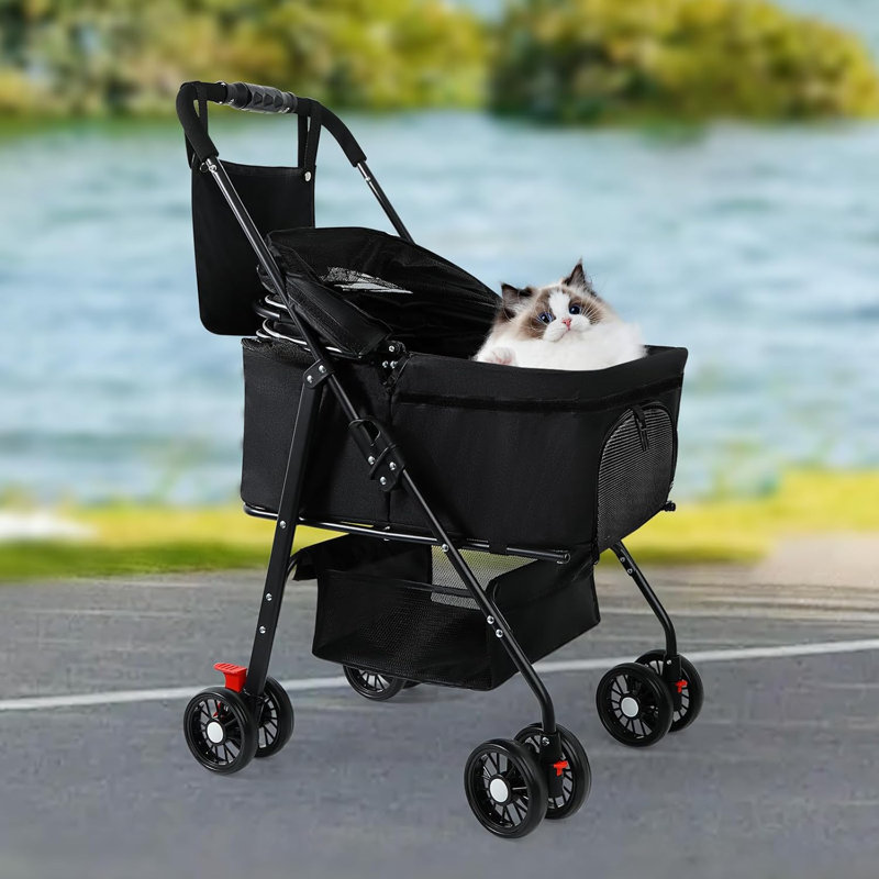 3-in-1 Pet Dog Stroller for Small and Medium Dogs 10-50 lbs (Black)