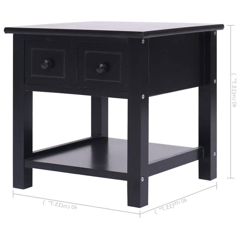 Mackey Side Table with Storage, Black