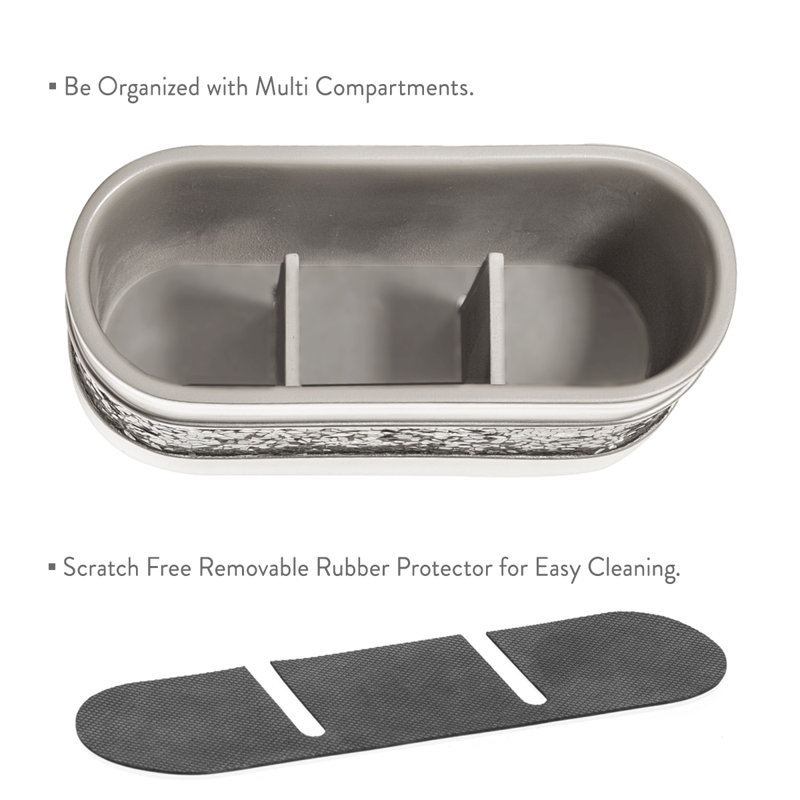 Creative Scents Crackled Glass Silver Toothbrush and Toothpaste Holder