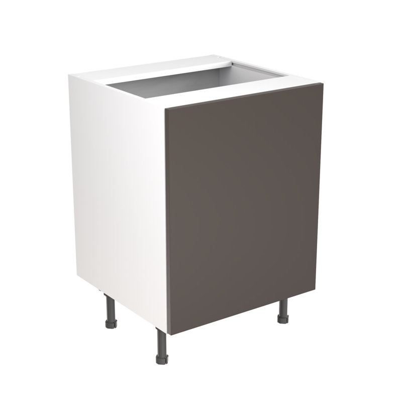 KitchenKit Flatpack Slab Gloss Base Unit Sink, Graphite