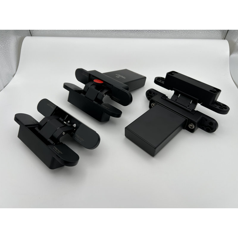 Charnières hydrauliques dissimulées noires 3 pièces, Noir mat