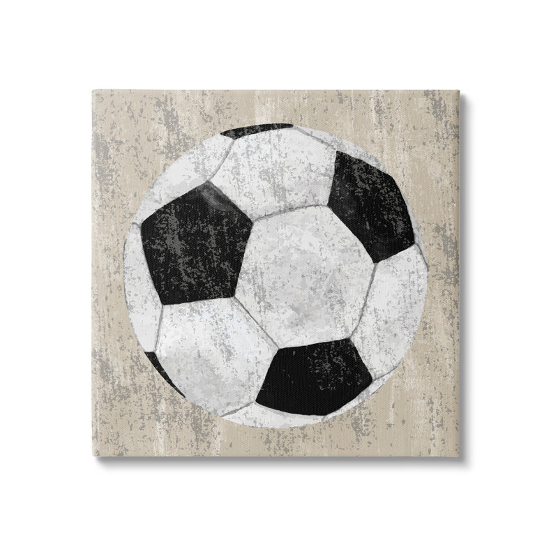 ba-907 - Ballon de soccer rustique encadré par Kim Allen, reproduction de photo sur toile, Estampe numérique Farmhouse