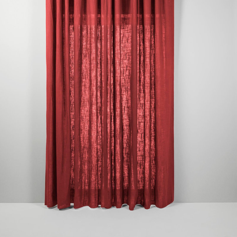 Bellavista Semi Sheer Curtain Single Panel, Bright Red, 350 x 280cm