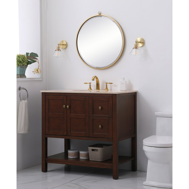Ensemble de meuble-lavabo simple 36 po Amyra, Teck