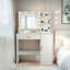 Vanity Desk With Mirror And Lights, Makeup Vanity With Drawer & Storage Cabinet, 3 Lighting Modes Adjustable Brightness, Dressing Table With Open Shelves For Bedroom, Dressing Room, White
