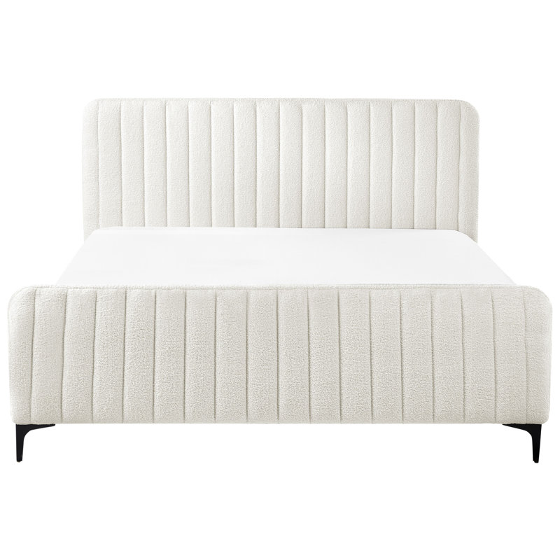 LUNAN Upholstered Bed, European Kingsize (160 x 200 cm), White