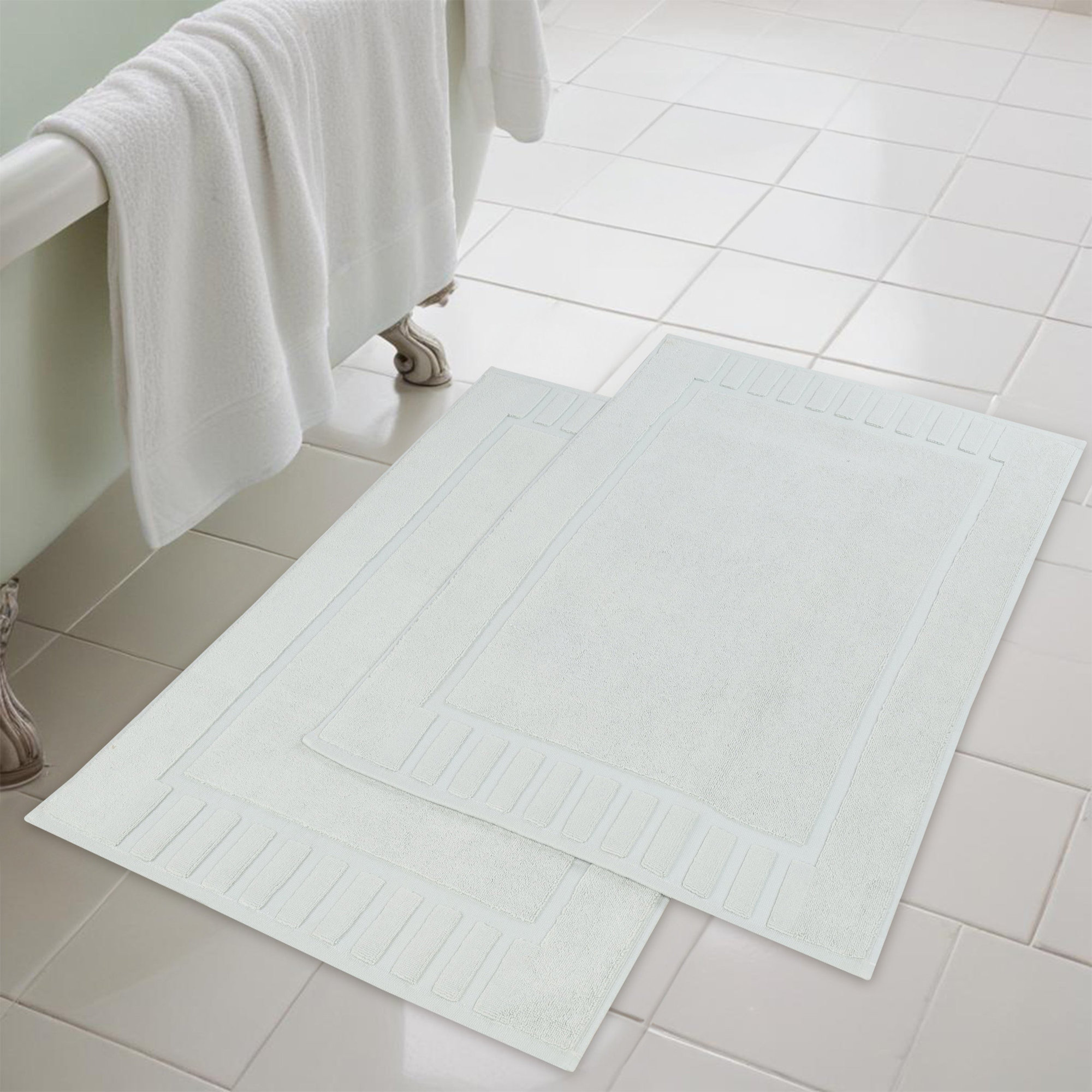 Pardue Cotton Bath Mat, Aqua Marine, Geometric