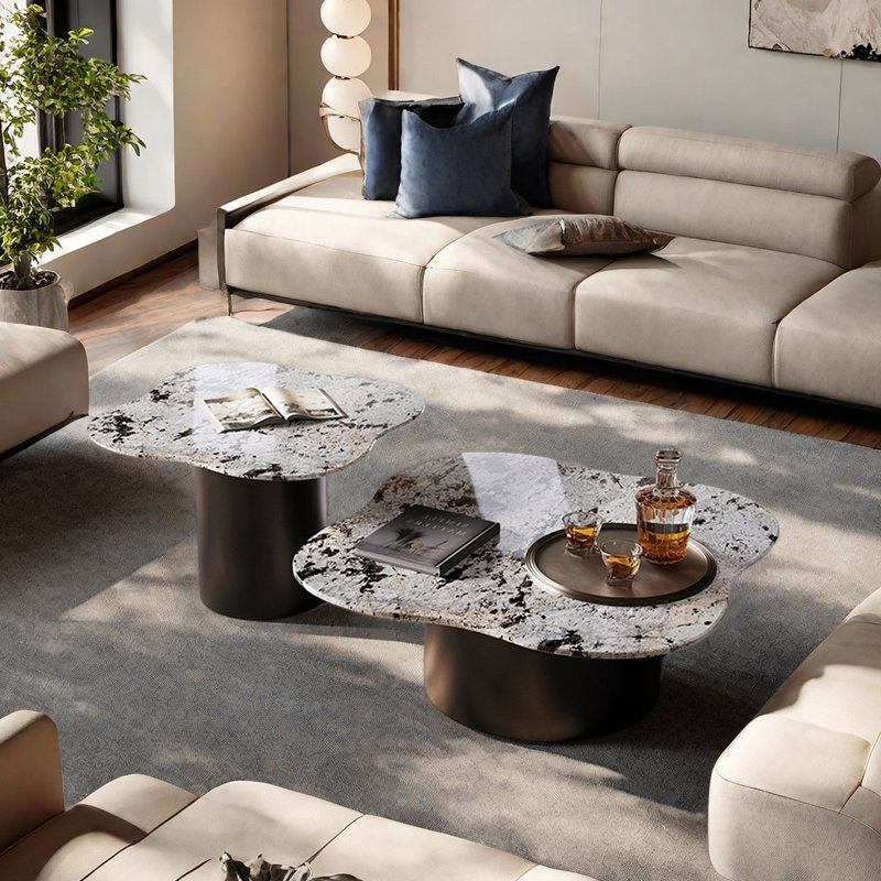 Ensemble de tables basses Cloud Marble, Blanc