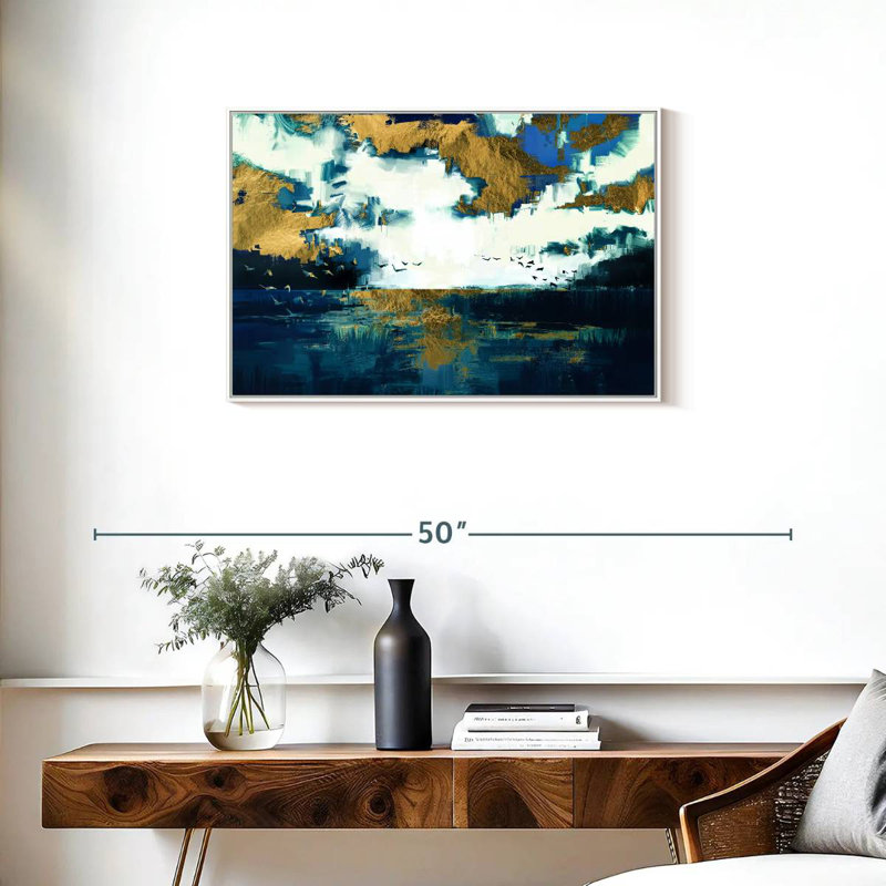 Oiseaux et mer, Cadre flottant blanc, 31 po x 21 po