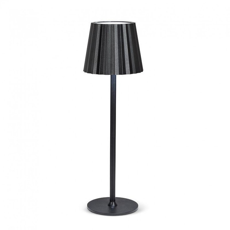 Lampe de table à abat-jour cannelée, Noir, noir, noir, noir