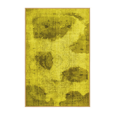 Tapis contemporains jaunes lavables à la machine 317