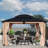 Cedar Wood Patio Gazebo, Double Metal Roof Hardtop Gazebo with curtain and Screen-112324283-112324282
