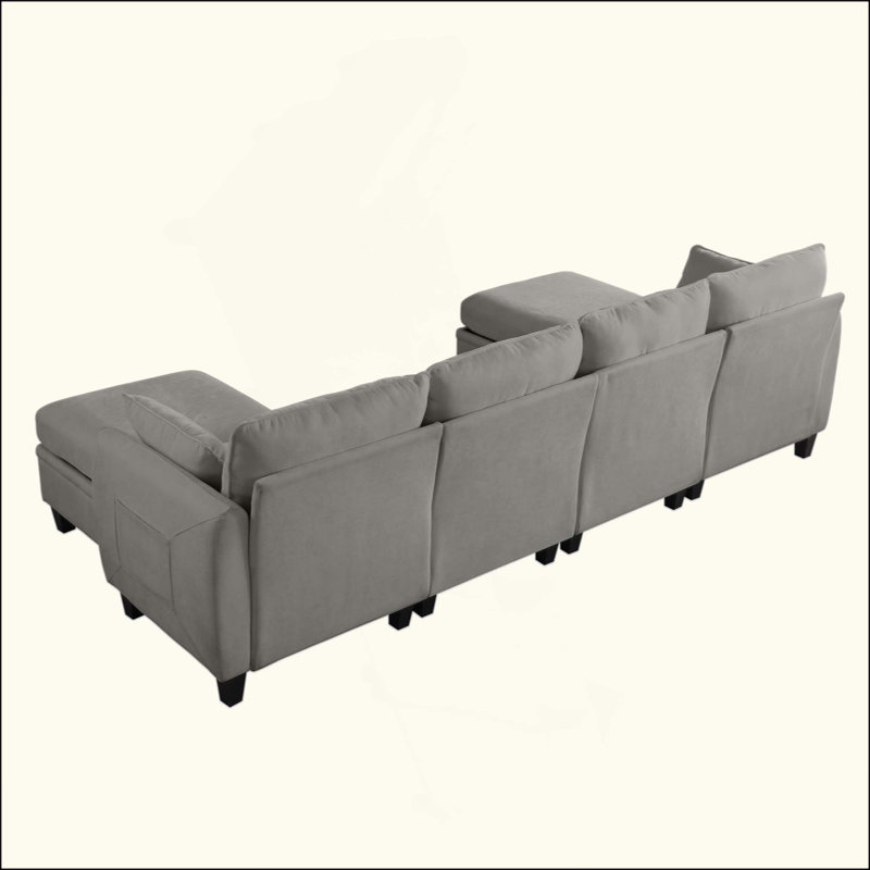 Canapé modulaire en chenille, canapé en forme de L avec repose-pieds de rangement, combinaison de bricolage pour le salon