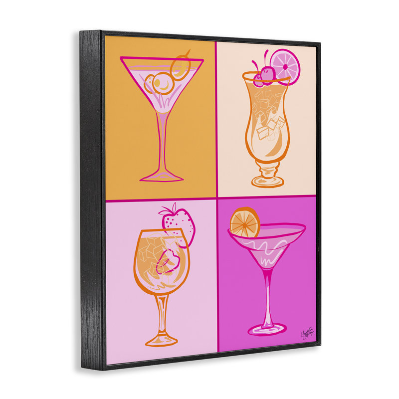 Art de giclée rose et orange par Elizabeth Medley, Giclée encadrée noir minuit, H 20 po x l 16 po