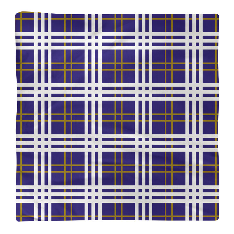Plaid Square Napkin, 22" L x 22" W, Cotton, Purple/Metallic Gold/White