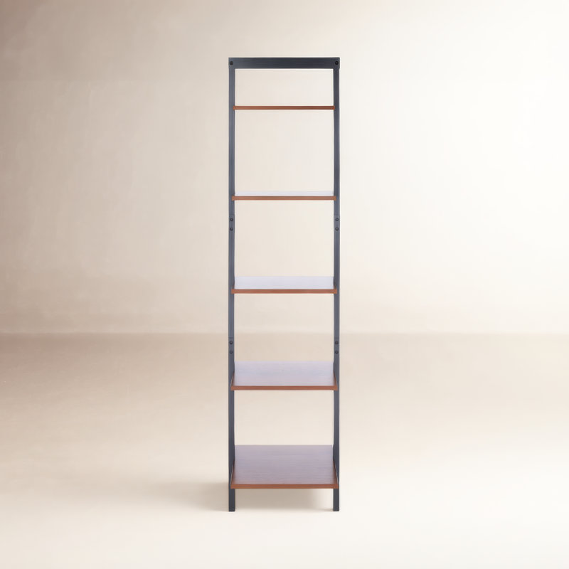 Joe Ladder Bookcase, Honey Brown/Charcoal, 76" H x 17" W x 14" D