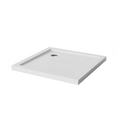 Base 32 po x l 32 po, base de douche carrée sans seuil, drain central en acrylique blanc, conception antidérapante