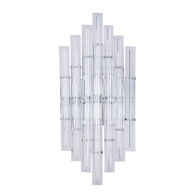 Transitional 2 Light Glass Rod Wall Sconce, Chrome