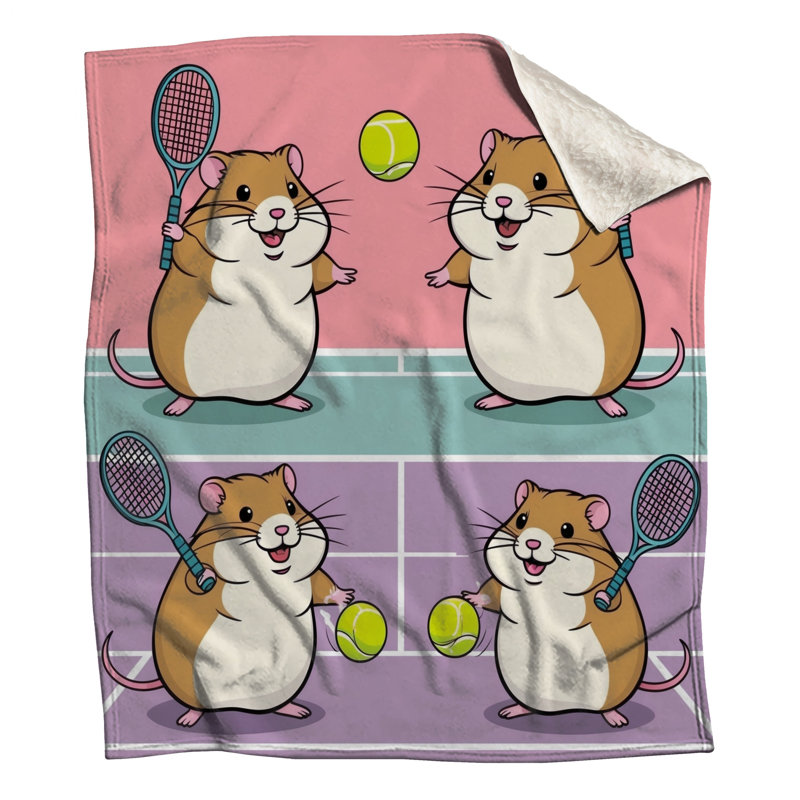 Hamsters jouant aux couvertures de tennis, L 50 po x H 60 po