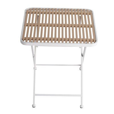 Multi - Functional Square Folding Table, Polypropylene And Metal Construction, Khaki, Stain , Simple Quick Cleaning All Weather Metal, Suitable For Balconies Offices, White, Ready To Use Straight Away