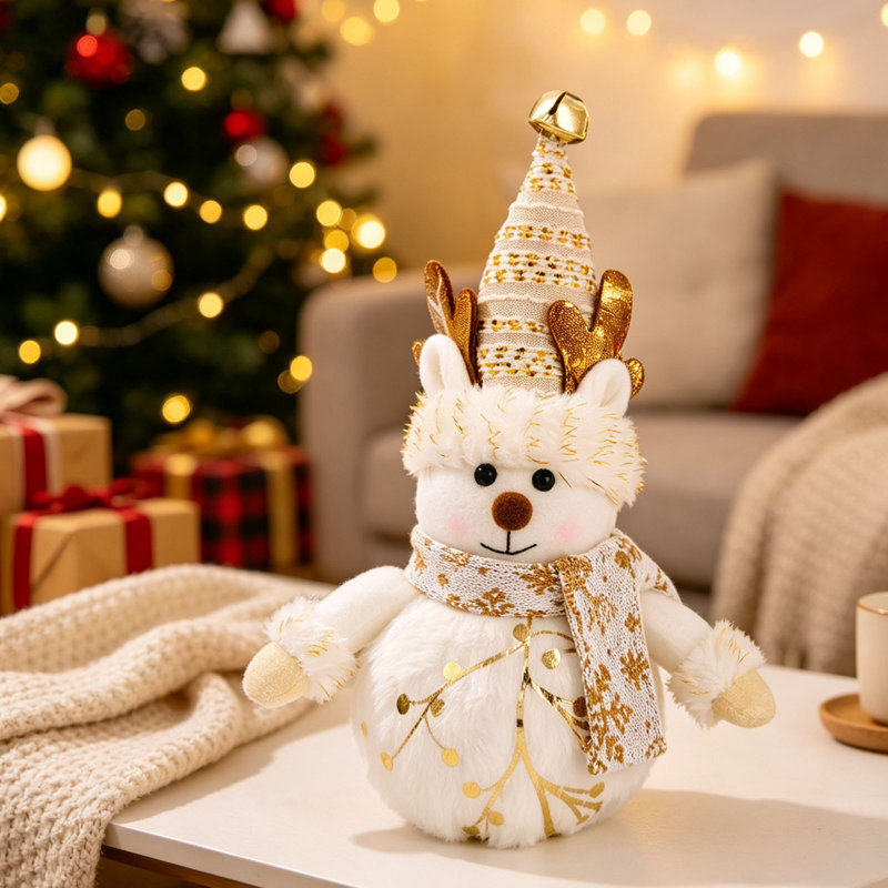 Golden Foil Winter Christmas  Ornaments  3 Selectable Styles  Doll For Xmas Party  Gift Giving, C