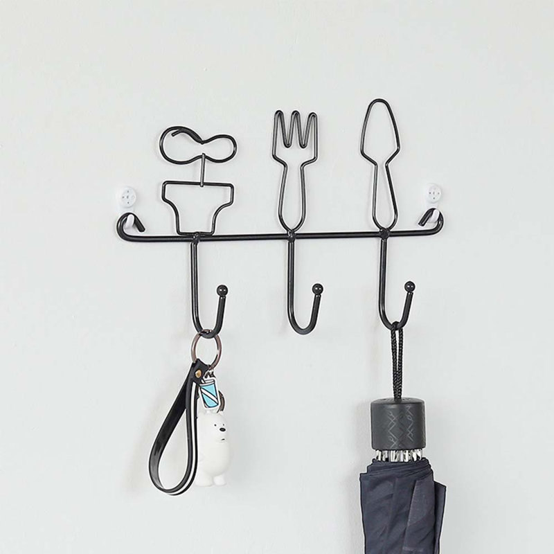Metal Wall Organizer with Key Hooks