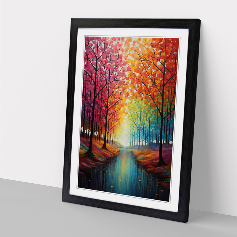 Spring Forest Colour Field No.4 - Single Picture Frame Print on Wood, Black Framed, 46cm H x 34cm W