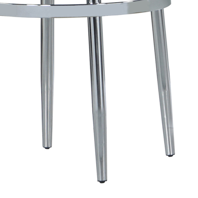 Calise Round End Table in White and Chrome