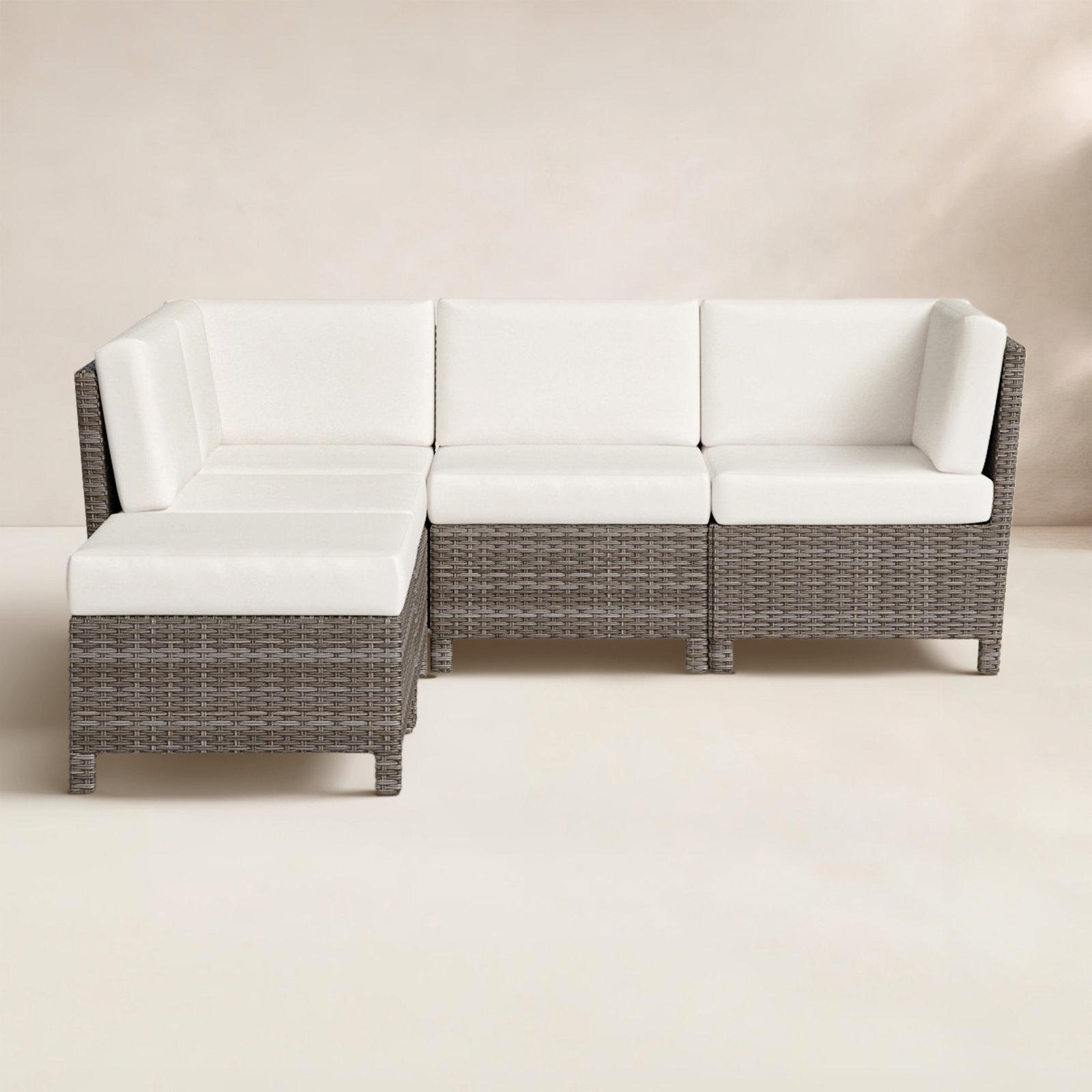Annelise 5-Piece Outdoor Wicker Sectional with Sunbrella Cushions