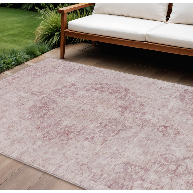 Tapis intérieur lavable à motif floral rose 9 pi x 12 pi 9 pi x 12 pi