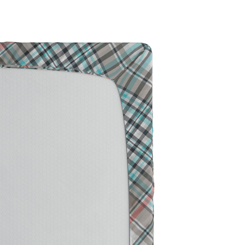 Microfiber Striped Fitted Sheet, Blue Plaid 2, Twin Fitted Sheet