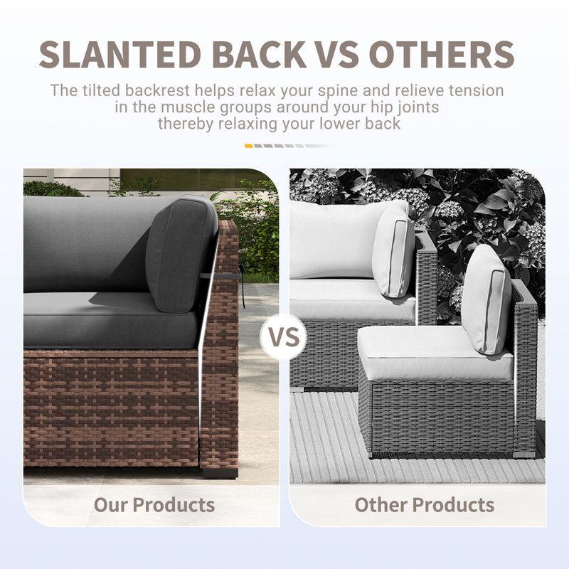 Treyshun Wicker 10 - Person Modular Patio Conversation Set with Cushions, Grey