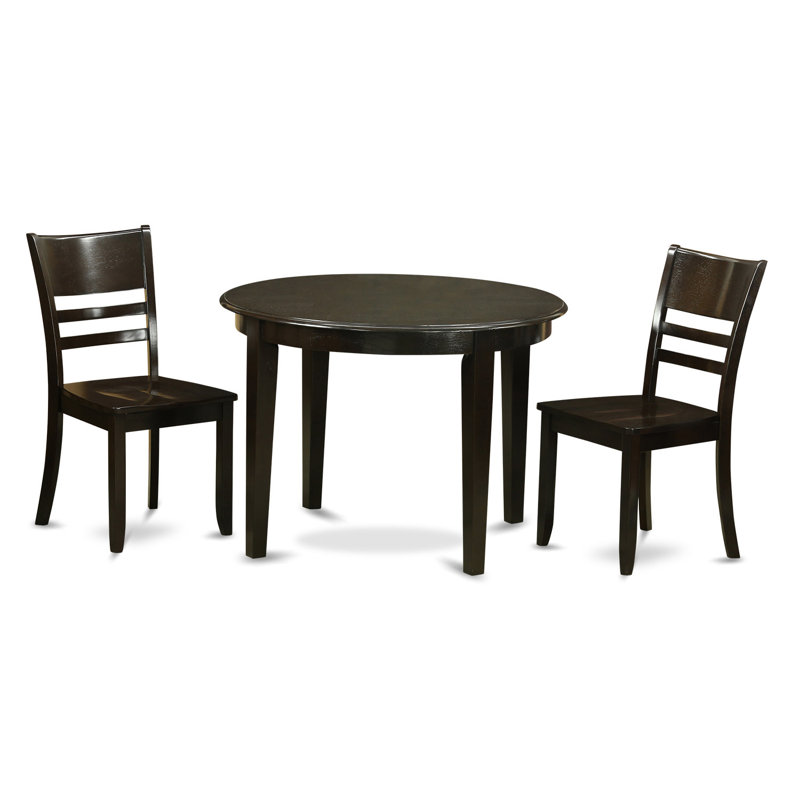 3 Piece Dining Room Table Set Contains a Round Wooden Table and 2 Kitchen Dining Chairs, 42x42 Inch, Cappuccino, No