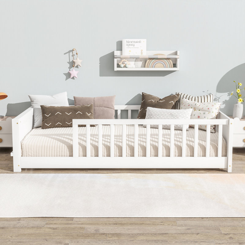 Lit plateforme simple au sol, Blanc
