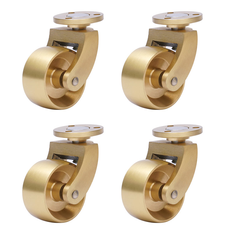 Heavy-Duty Gold Brass 360-Degree Swivel Casters Set of 4