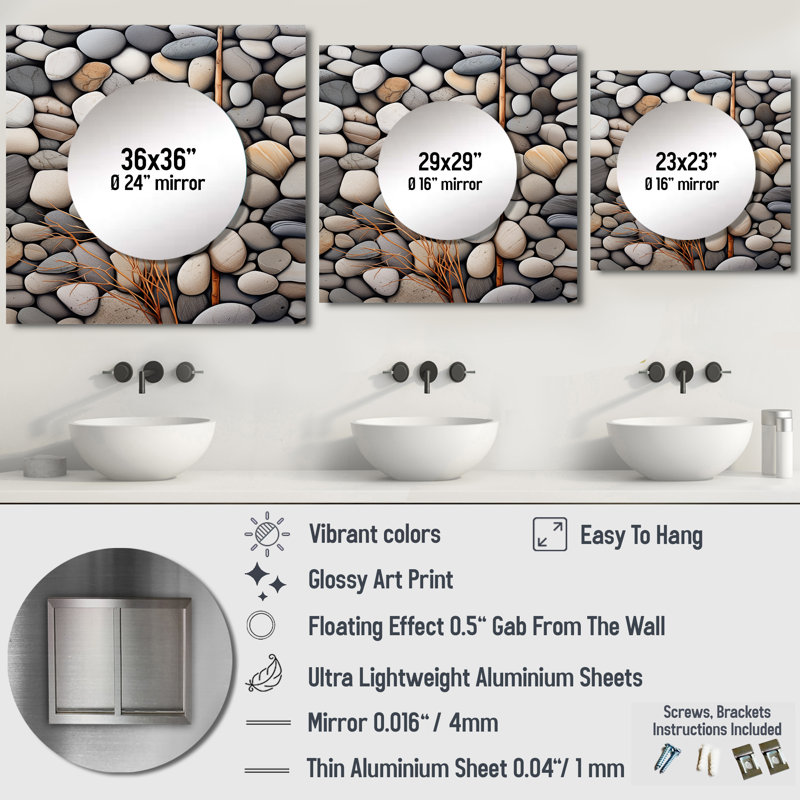 Friedemann - Décoration murale abstraite à miroir carré pour chambre à coucher, 23 po x 23 po