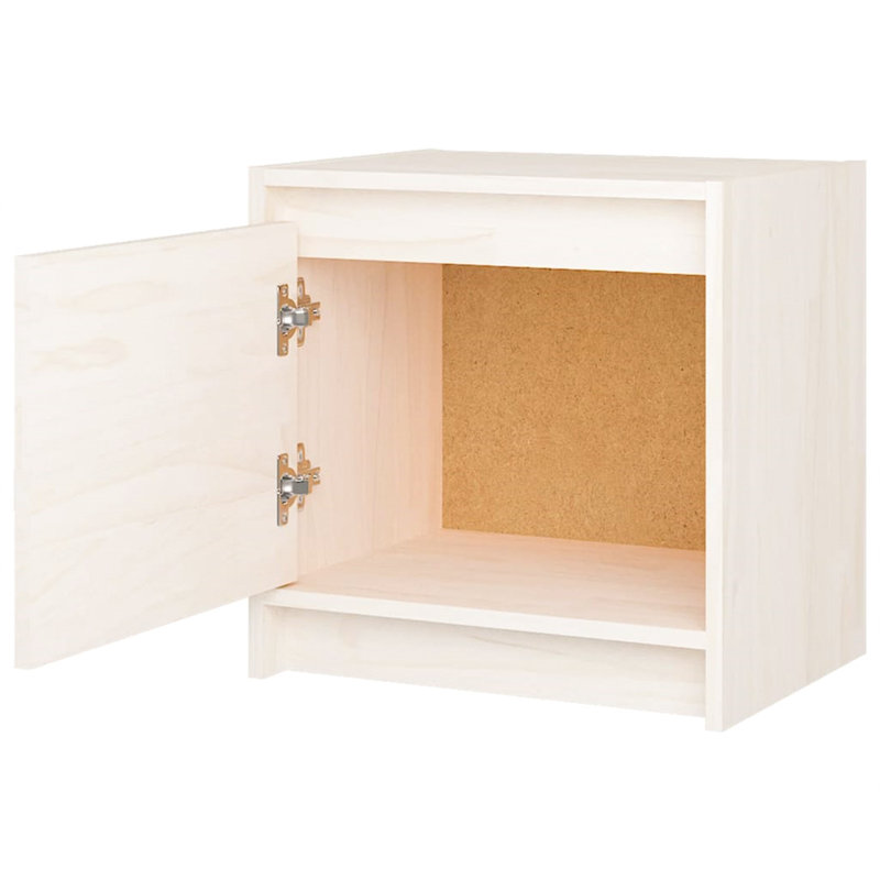Granston 40cm W Solid Wood Bedside Table, Set of 2, White/Brown