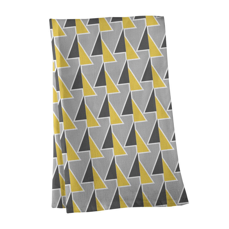 Jordao Tea Towel Kitchen Towel, Gray/Black/Yellow, Poly Twill
