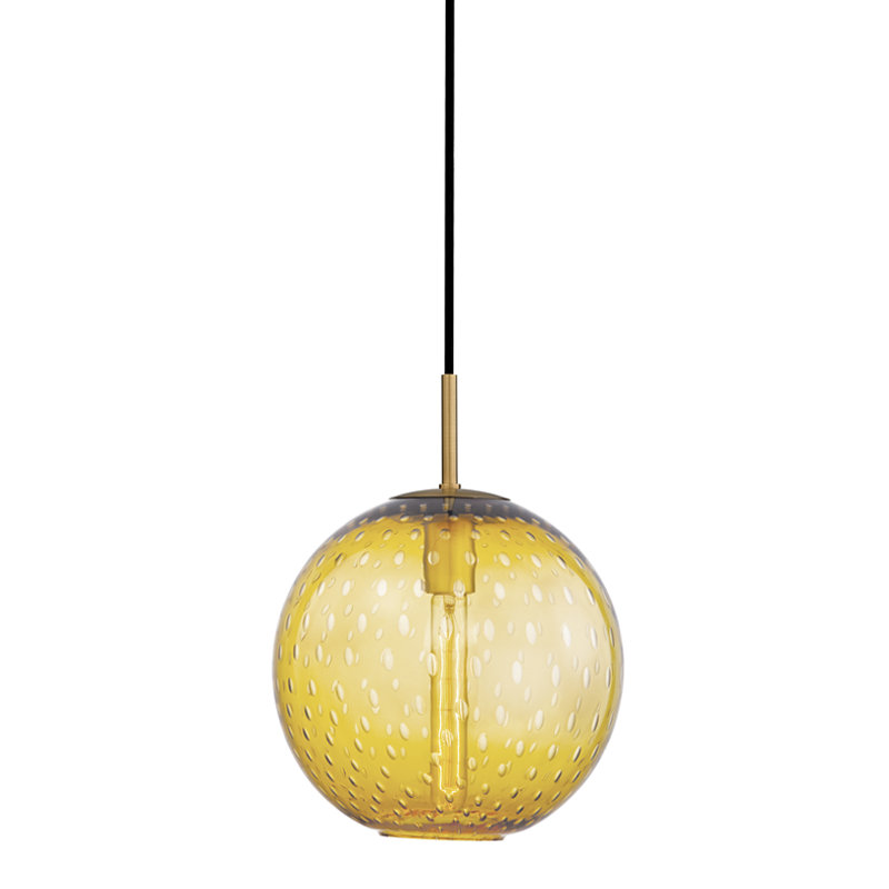 Rousseau 1 Light Pendant, 12.75" H X 11.25" W X 11.25" D, Clear, Aged Brass