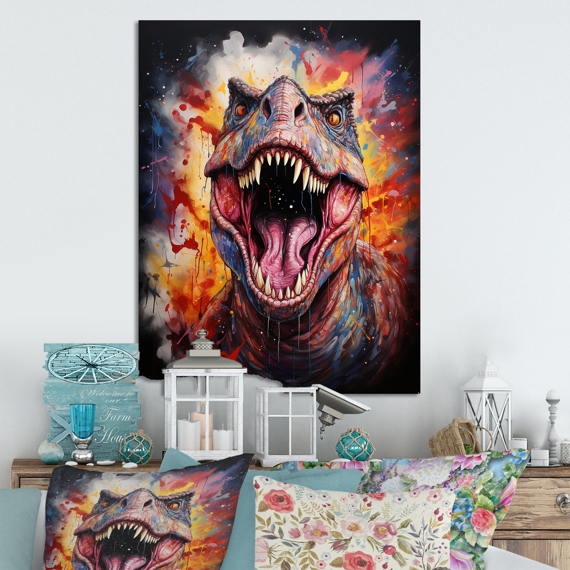 Trinx Popart Trex Dinosaur I - Dinosaurmetal Wall Art | Wayfair