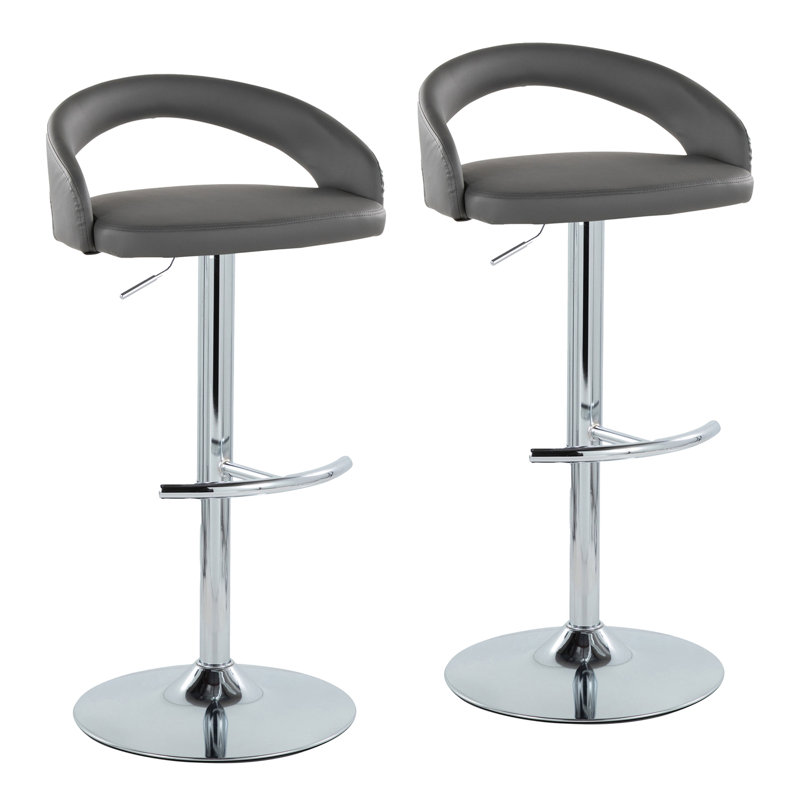 Counter Stool, Chrome, Gris / similicuir, 2