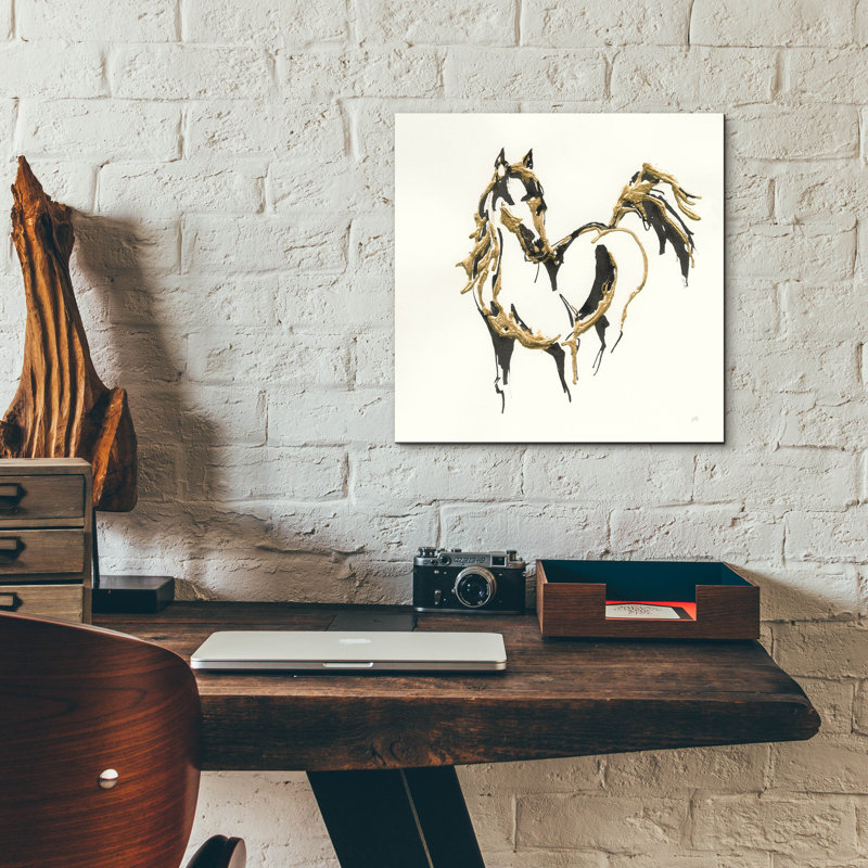 «Golden Horse 7» par Chris Paschke, art mural en verre acrylique, H 12 po x l 12 po x P 0,13 po