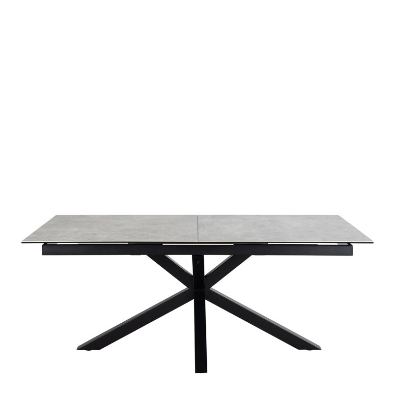 Harrisonburg Extendable Metal Base Dining Table, 76cm H x 100cm W x 240cm L, Grey